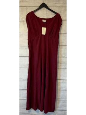 Universal Thread Burgundy Linen Maxi Dress Women Size XXL
